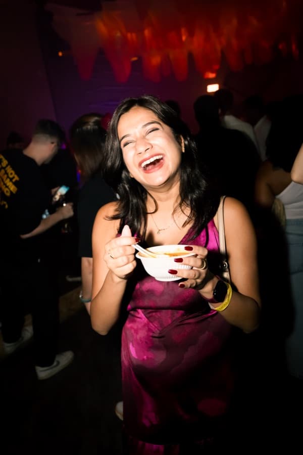 Guest enjoying a Señor Taco recovery soup